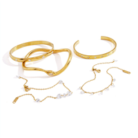 Ensemble de bracelets chaîne en acier inoxydable plaqué or avec zircon, inaltérable, pour femme, bijoux minimalistes haut de gamme, cadeau de luxe léger