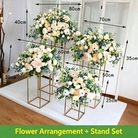 Boules de fleurs artificielles en soie de haute qualité, roses bleues, hortensias, feuilles vertes, durables, arrangements pour centres de table de mariage