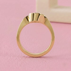 Asscher Cut Diamond Bypass Solitaire Engagement Ring in Solid Gold with Bezel Wave Band for Designer Bridal Jewelry - Product Image 4
