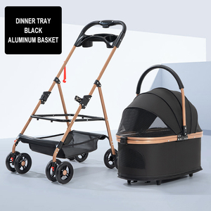 Best-seller mondial en gros : Poussette de luxe Oxford à 4 roues pour animaux de compagnie, pliable et portable, pour chat et chien, chariot de voyage, fournitures pour animaux - Product Image 6