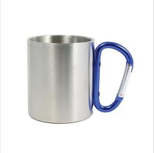 200ML 300ML Camping en plein air <span class=keywords><strong>mousqueton</strong></span> poignée <span class=keywords><strong>Double</strong></span> paroi en acier inoxydable tasse à eau pour voyage Portable - Product Image 2