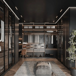 Armoire dressing moderne <span class=keywords><strong>de</strong></span> luxe avec <span class=keywords><strong>porte</strong></span> <span class=keywords><strong>coulissante</strong></span> en verre, meuble <span class=keywords><strong>de</strong></span> rangement en bois <span class=keywords><strong>sur</strong></span> <span class=keywords><strong>mesure</strong></span> pour chambre à coucher - Product Image 2