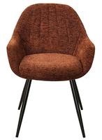 Chaise de salle à manger moderne en tissu marron, fauteuil rembourré avec dossier, chaise de loisirs à pieds en métal noir pour salle à manger, hôtel, maison