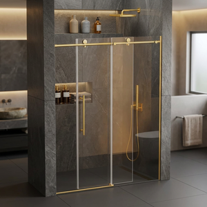 Porte de douche coulissante moderne sans cadre pour salle de bain 56-60 L x 75 H 8 mm Verre trempé Design silencieux à fermeture douce - Product Image 4