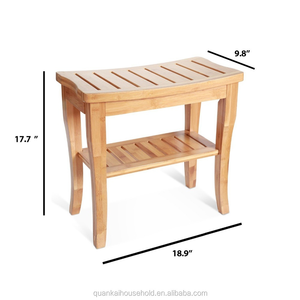 Stock Bamboo Shower <strong>Bench</strong> Stool <strong>with</strong> Shelf 2-Tier Wood <strong>Storage</strong> <strong>Seating</strong> for Bathroom Shower <strong>Bench</strong> Chair Bath Stool Spa Sauna Seat - Product Image 1