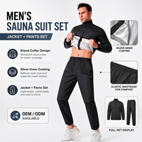 Setelan Sauna Olahraga Pria Grosir, Jaket Lengan Panjang dan Celana dengan Lapisan Dalam Reflektif, Kustomisasi Pabrik