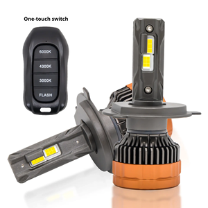 Faro LED Tricolore ad Alta Potenza 12V-24V con Luce Blu Lampeggiante e Telecomando, Doppio Tubo in Rame H1 H4 H7 <span class=keywords><strong>H8</strong></span> H11 9005 9006 - Product Image 1