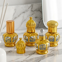 Meilleure Vente Flacon de Parfum Octogonal Haut de Gamme 3ml avec Applicateur à Bille Doré pour Huile Attar, Flacon en Verre Fin Rechargeable avec Bouchon à Vis Offert