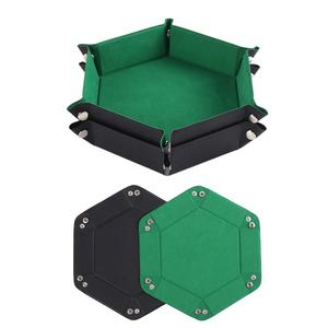 Organisateur <span class=keywords><strong>de</strong></span> dés roulants pliable hexagone personnalisé plateau <span class=keywords><strong>de</strong></span> rangement en cuir PU plateau à dés en velours pour les jeux <span class=keywords><strong>de</strong></span> table <span class=keywords><strong>de</strong></span> bureau RPG mdn - Product Image 1