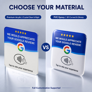 Carte NFC en PVC acrylique imperméable <span class=keywords><strong>avec</strong></span> support en acrylique NTAG215, <span class=keywords><strong>code</strong></span> <span class=keywords><strong>QR</strong></span> et <span class=keywords><strong>logo</strong></span> personnalisé pour avis Google, menu <span class=keywords><strong>de</strong></span> restaurant et réseaux sociaux - Product Image 3