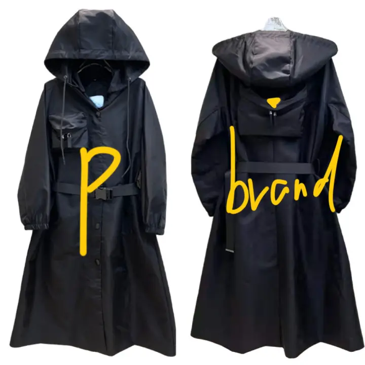 Candice high quality famous brand clothes designer winter trench coats black luxury long coat for women