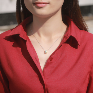 Collar de moissanita con ajuste de garra de 1 quilate de Plata de Ley 925 de estilo clásico para mujer, collar de mujer de calidad elegante, los mejores regalos - Product Image 5