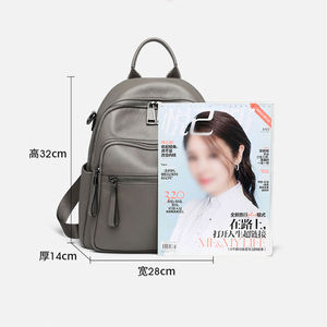 Mochilas AndoBag de cuero vacuno genuino para mujer, mochila de moda para dama, mochila de viaje de gran capacidad con doble cremallera, bolso de hombro 8506 - Product Image 4