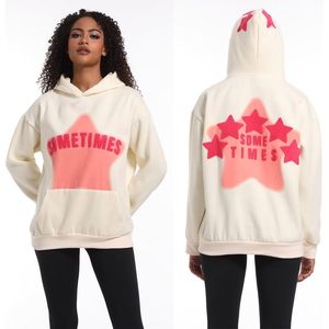 Sweat-shirt à capuche en polaire pour femme avec motif étoile, pull décontracté à manches longues, chaud, couleur unie, design moderne - Product Image 3