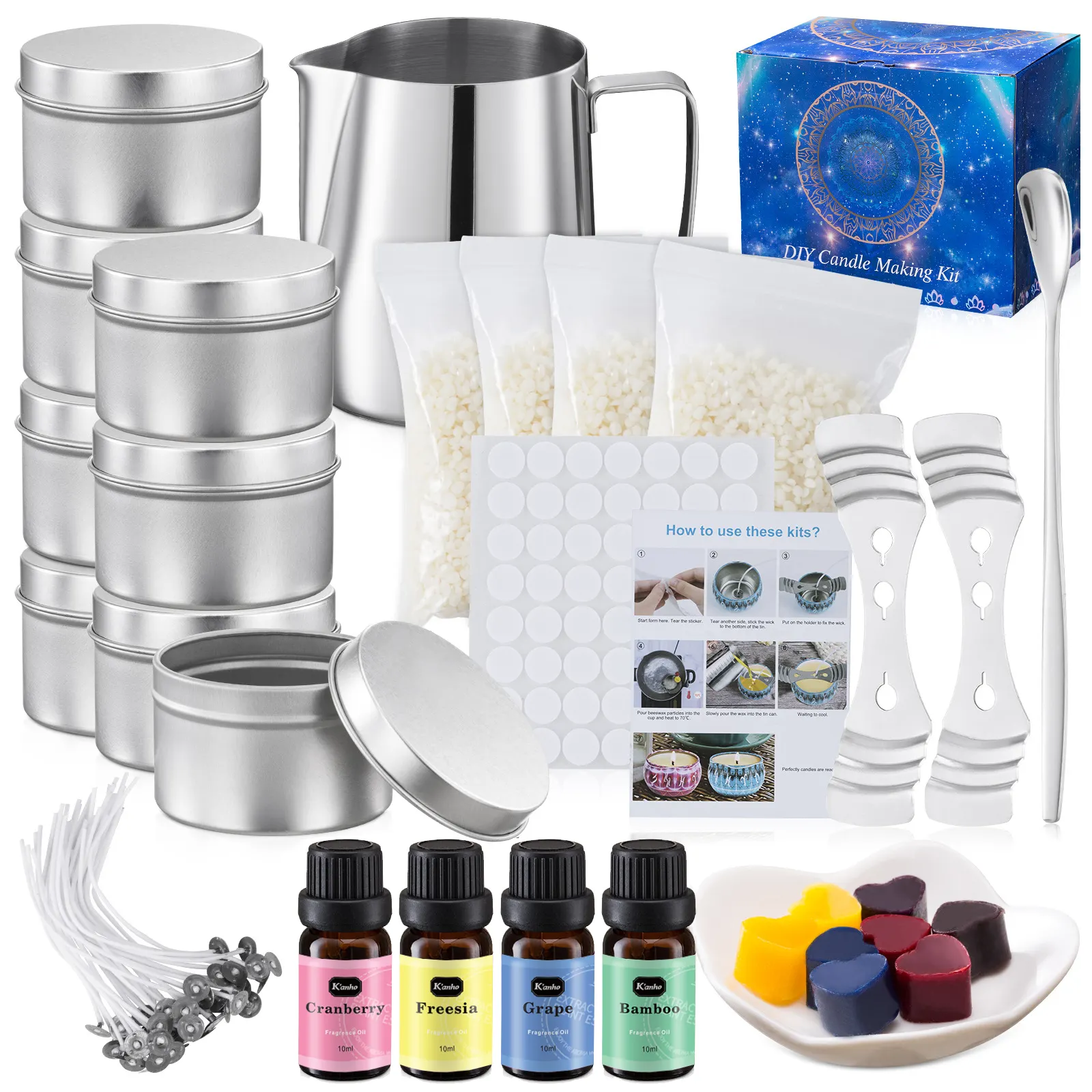 Kit pour fabrication de bougies à base d'huile essentielle, décoration de maison personnalisée, fait à la Main, des huiles naturelles parfumées de cire d'abeille, 1 pièce