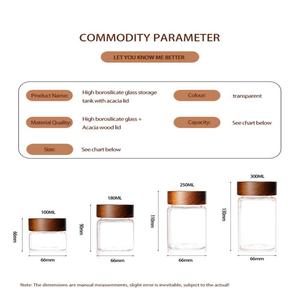 Pot en verre borosilicate de haute qualité pour la conservation des aliments frais, avec couvercle en bois d'acacia, idéal pour les épices, les biscuits et le thé. - Product Image 2