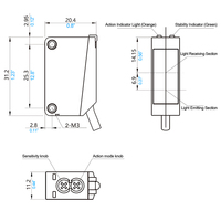 Sensor Fotoeléctrico de Barra Transversal Chanko CPY Directo de Fábrica, Detección de Larga Distancia 5m 20m 40m, Sensor Fotoeléctrico de Luz y Oscuridad