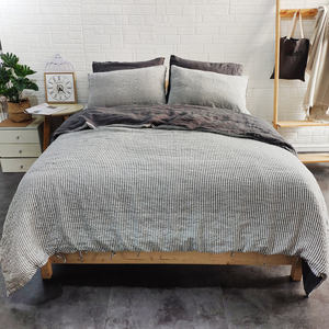 棉水洗条纹羽绒被套灰色床上用品被套枕套大号 - Product Image 2