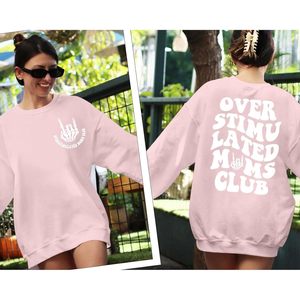 Sweat-shirt Oversize Femme « Club des Mamans Surstimulées » Rose avec Motif Squelette, Pull Tricoté Respirant à Manches Longues - Product Image 5