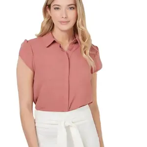 Индивидуальные Летние шифоновые шелковые женские офисные повседневные блузки с коротким рукавом, элегантные женские