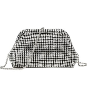 Rhinestone Evening <b>Clutch</b> Bag Sparkling Crystal Mesh Shell Shape Handbag with Metal Chain Strap Suitable for <b>Wedding</b> Party Prom - Product Image 1