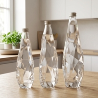 Bouteilles de vin en verre transparent, forme plate, bouteille transparente, 350 ml, 500 ml, 750 ml, vin, vodka, whisky, bouchons en liège, logo personnalisé