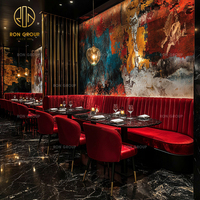 Ensemble de meubles commerciaux sur mesure Ron Group, table carrée en marbre, chaise de restaurant personnalisée, banquette incurvée en velours pour restaurant