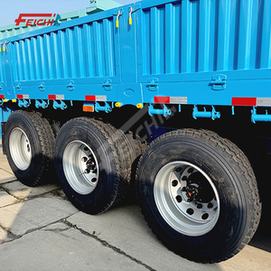 Semi-<span class=keywords><strong>remorque</strong></span> FEICHI à 3 essieux avec panneaux latéraux et barrières de protection, semi-<span class=keywords><strong>remorque</strong></span> en acier haute résistance, semi-remorques multi-essieux - Product Image 6