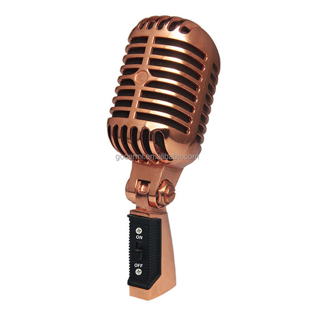 55SH | Vintage Microphone Rose Gold, Retro Style Dynamic Vocal Mic for KTV Party