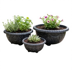 Pots à Bonsaï en Plastique PP Résistants aux UV pour Racines Courtes, Bacs Noirs Effet Granit, Commandes en Gros, Grande Taille - Product Image 1