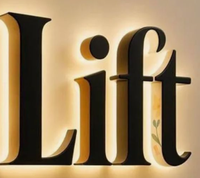 Letrero 3D de Alta Luminosidad con Número de Casa LED, Letrero Retroiluminado y con Luz Frontal, Decoración de Acero Inoxidable y Madera para Oficina