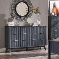 Commode à 6 tiroirs en chêne moderne de luxe OEM, écologique, durable, certifiée sécurité, pour chambre à coucher