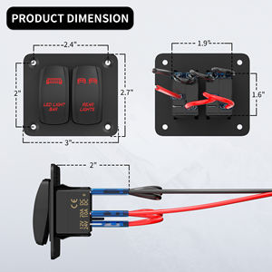2 Gang, красный, бездорожный свет, панель переключателя, 5-контактный, сверхмощный Водонепроницаемый, алюминиевая панель 12-24 В - Product Image 2