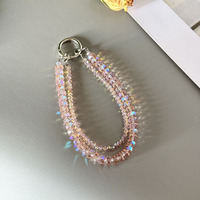 Breloque de téléphone en cristal double couche haut de gamme, cordon anti-perte de style bracelet, pendentif de sac perlé DIY, porte-clés