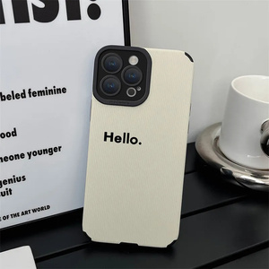 Funda de teléfono de cuero suave con letras Hello para IPhone 16 14 12 13 11 Pro MAX XR XS 7 8 Plus SE, funda de silicona blanca a prueba de golpes - Product Image 5
