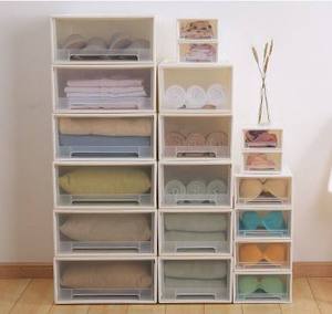 Tùy Chỉnh Nhựa Stackable Tủ Bin Đồ Lót Quần Áo Ngăn Kéo Tổ Chức Rõ Ràng Đồ Lặt Vặt Quần Áo Lưu Trữ Hộp Với Trượt Ngăn Kéo - Product Image 1