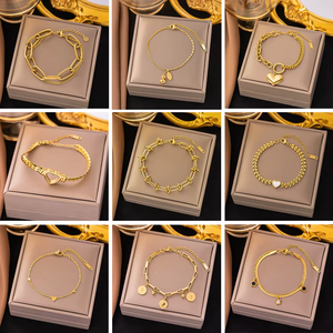 Bracelets Chaîne & Maillon Mixte Acier Inoxydable - Bijou Tendance Charme Doré Homme Femme - Product Image 2