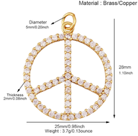 Pendentif Rond Diamant Coloré avec Logo Paix, Bracelet Tendance, Accessoires de Bijoux, Pendentifs et Breloques Ronds