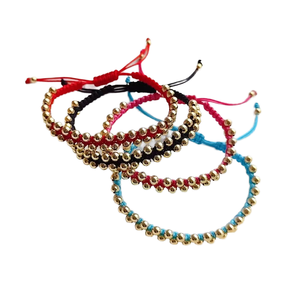 Bracelets de mariage bohèmes ajustables faits à la main en macramé avec perles rondes plaquées or en laiton pour femmes, vente en gros - Product Image 4