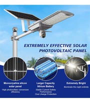 Lampu Jalan Tenaga Surya Luar Ruangan Berdaya Tinggi 400.000-piksel 4G IP65 Tahan Air Kamera Kubah ABS LED SMD Pemantauan Taman Gudang