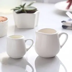 Pichet de service en céramique de 50ML, petite tasse à café en porcelaine, carafe à lait, Mini carafe classique blanc pur avec poignée