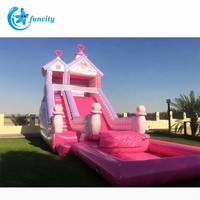 Toboggan aquatique gonflable en PVC rose clair de qualité commerciale pour enfants, équipement de terrain de jeu extérieur personnalisé OEM Funcity pour centre commercial