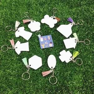 Sublimation Blank Keychain Sublimation FRP Keychain White Plastic Key Ring Double Sided Blanks Key Chain Factory Outlet