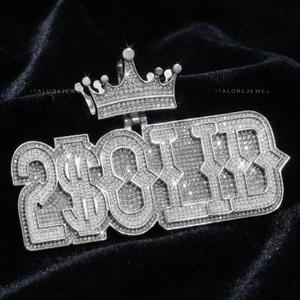 Colgante de Moda 2SOLID con Moissanita Brillante y Plata 925 para Joyería de Estilo Hip Hop Atrevido - Product Image 1