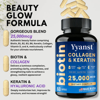 Capsules de Biotine avec Collagène et Kératine pour Cheveux, Peau et Ongles - Marque Privée - Favorise des Cheveux Sains, une Peau Éclatante et des Ongles Forts