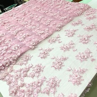 D # 69 Appliques en dentelle 3D rose brodées à la main avec perles et sequins pour robes de mariée, vêtements pour filles, accessoires et jouets