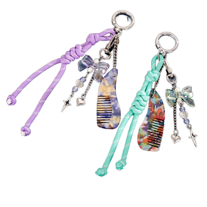 QYS Colgante de acetato con forma de peine, mini peine, llavero, lazo, corazón, colgante para teléfono, correa para teléfono móvil, regalo - Product Image 2