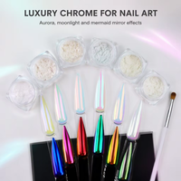 Pigment chromé Aurora arc-en-ciel en vrac 1g/pot, poudre à ongles chromée clair de lune, poudre Aurora caméléon, décoration pour ongles