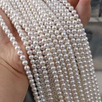 Perles de culture d'eau douce semi-finies, blanches naturelles, presque rondes, 5 mm, pour la fabrication de colliers, bracelets et bijoux