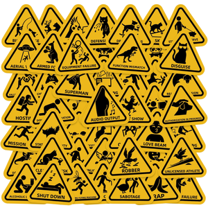Pegatinas de PVC con Diseño de Dibujos Animados, Advertencia Divertida en Amarillo, para Decoración de Teléfonos, Precaución, Seguridad, Ecológicas - Product Image 1